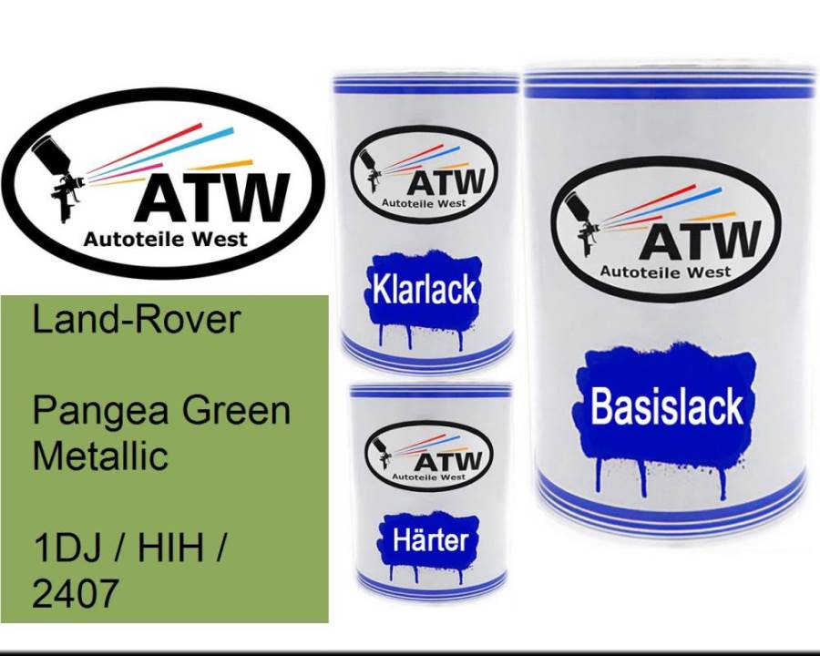 Land-Rover, Pangea Green Metallic, 1DJ / HIH / 2407: 500ml Lackdose + 500ml Klarlack + 250ml Härter - Set, von ATW Autoteile West.